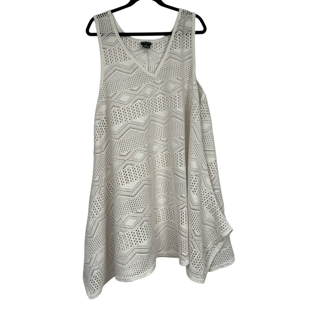 City Chic Crochet Open Knit Swimsuit Coverup Womens 22 Mini Dress Sheer Beachy